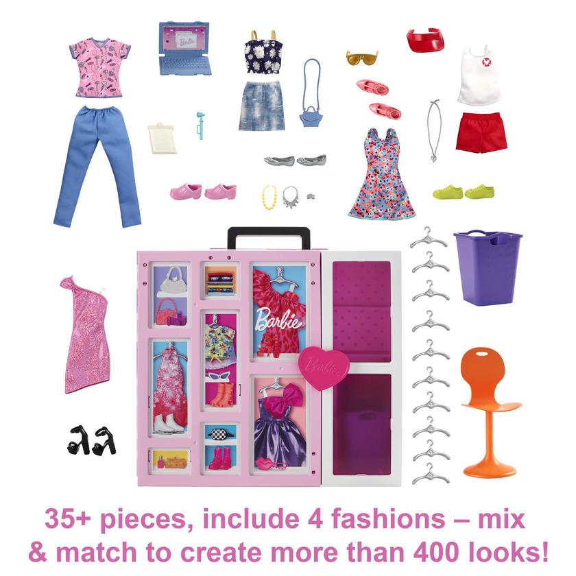 Barbie Closet Playset With 35+ Accessories, 5 Complete Looks, Pop-Up 2nd Level, Dream Closet Same Day Delivery