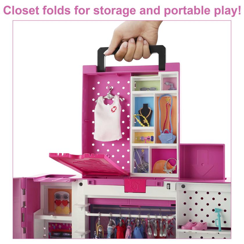 Barbie Closet Playset With 35+ Accessories, 5 Complete Looks, Pop-Up 2nd Level, Dream Closet Same Day Delivery