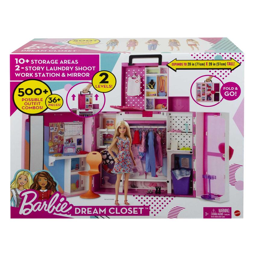 Barbie Closet Playset With 35+ Accessories, 5 Complete Looks, Pop-Up 2nd Level, Dream Closet Same Day Delivery