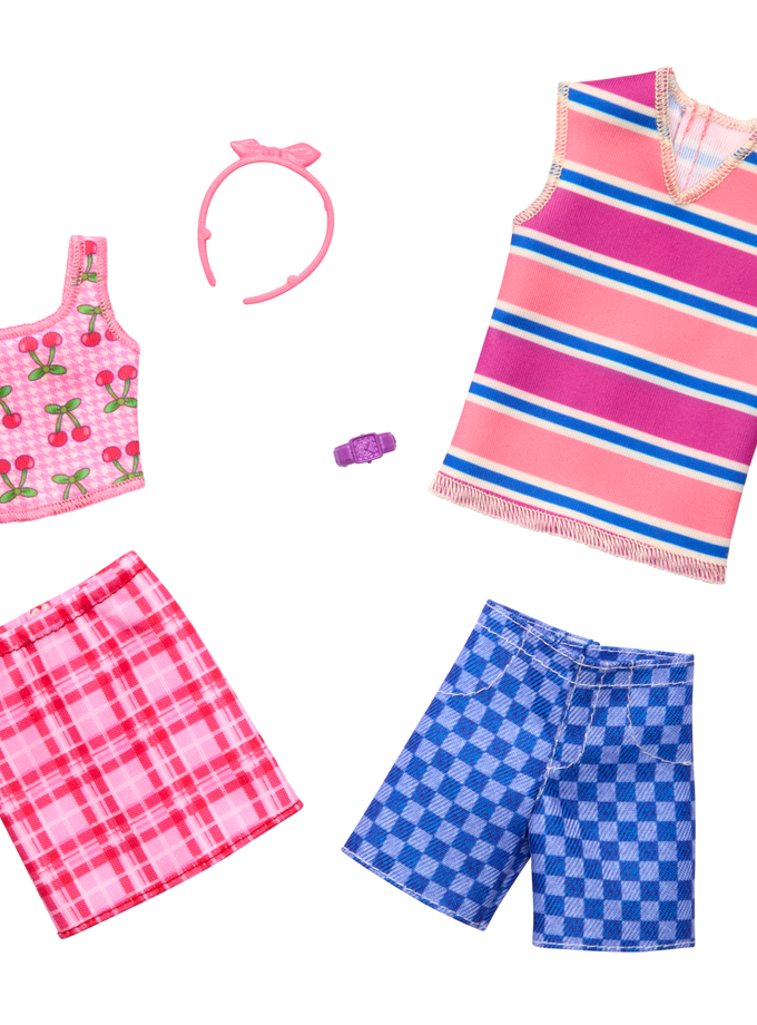 Barbie CloThes, Fashion & Accessory Pack With Cherry-inspired Outfits For Barbie & Ken Dolls New Arrival