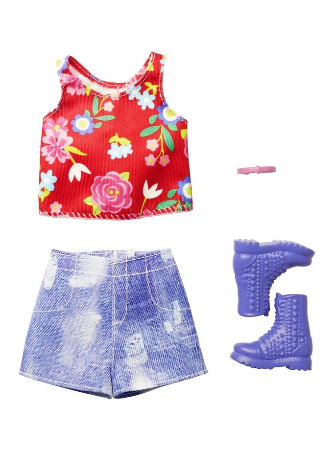 Barbie Clothes Floral Top, Denim Shorts & Accessories Best Buy