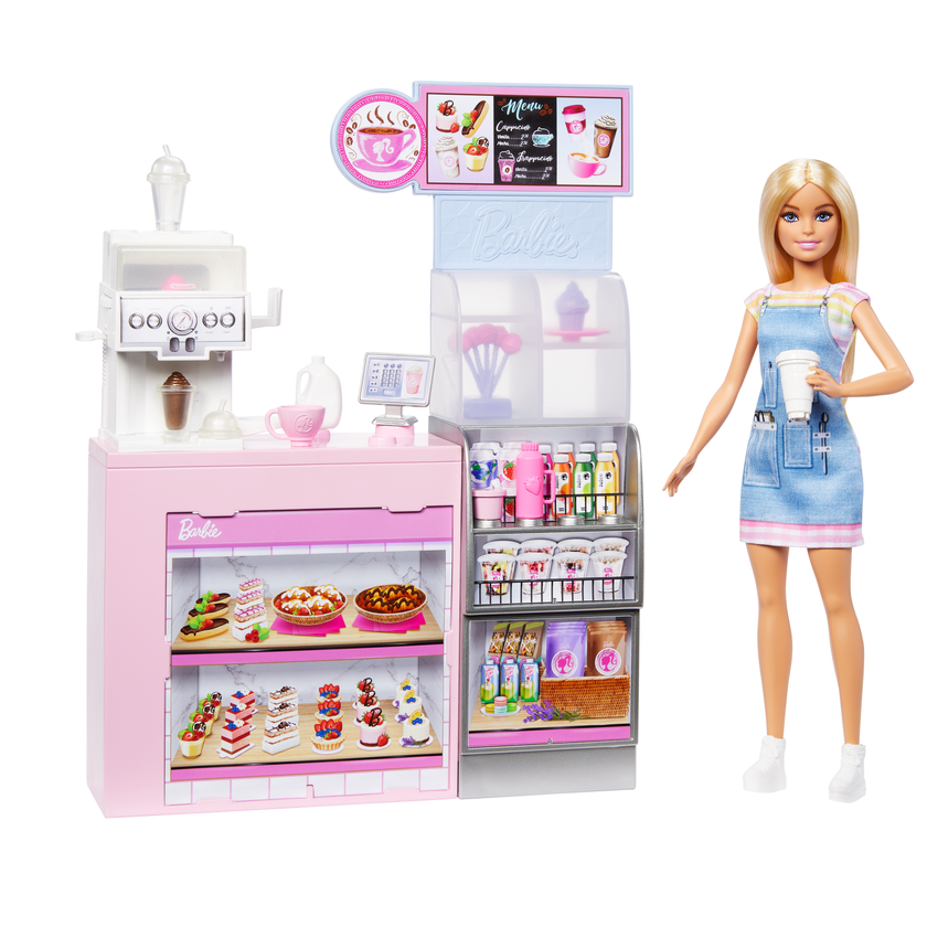 Barbie Coffee Shop Playset With Blonde Barista Doll, Working Coffee Maker & 10+ Accessories Best Seller