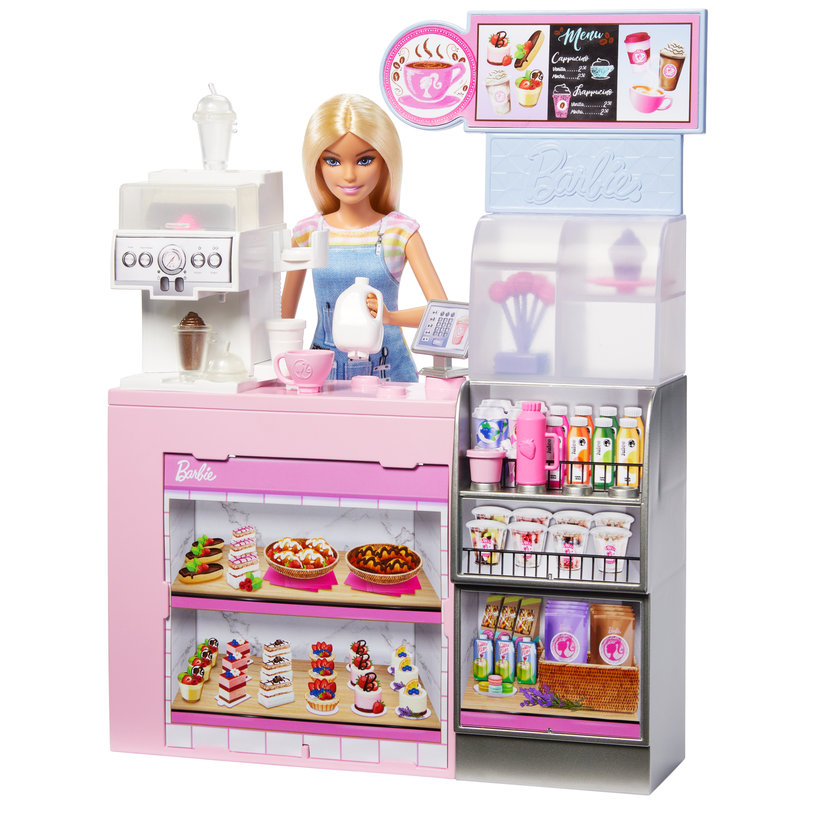 Barbie Coffee Shop Playset With Blonde Barista Doll, Working Coffee Maker & 10+ Accessories Best Seller