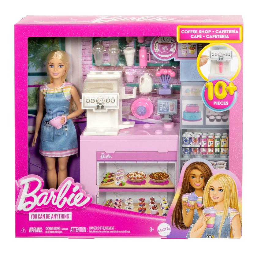 Barbie Coffee Shop Playset With Blonde Barista Doll, Working Coffee Maker & 10+ Accessories Best Seller