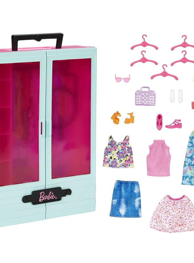 Barbie Coffret de Jeu Armoire Mode, 3 Tenues, Accessoires, 3-8 Ans Free shipping