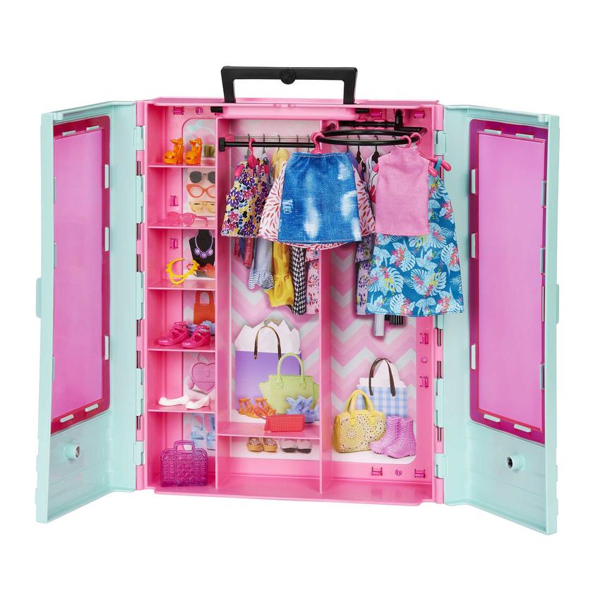 Barbie Coffret de Jeu Armoire Mode, 3 Tenues, Accessoires, 3-8 Ans Free shipping