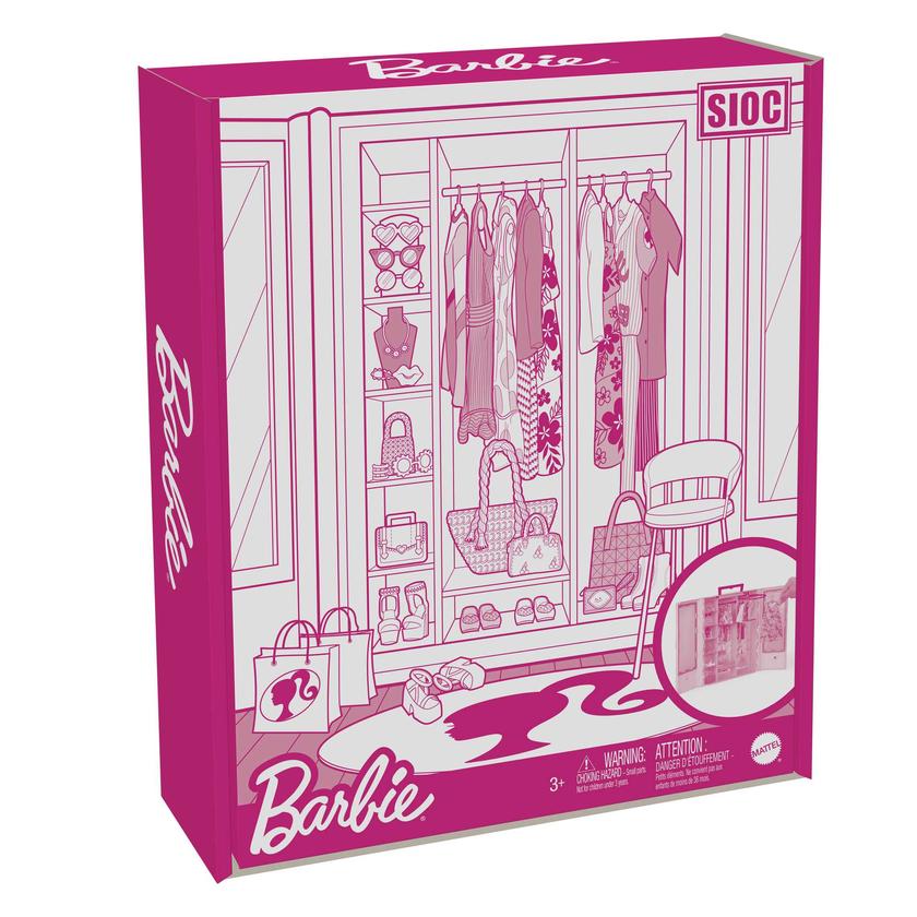 Barbie Coffret de Jeu Armoire Mode, 3 Tenues, Accessoires, 3-8 Ans Free shipping