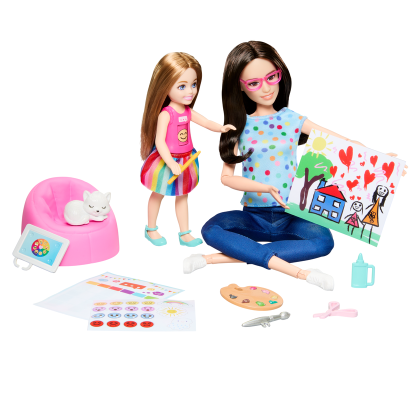 Barbie  Coffret de Jeu  Art-Thérapie, 2Poupées, Animal, Accessoires Best Price