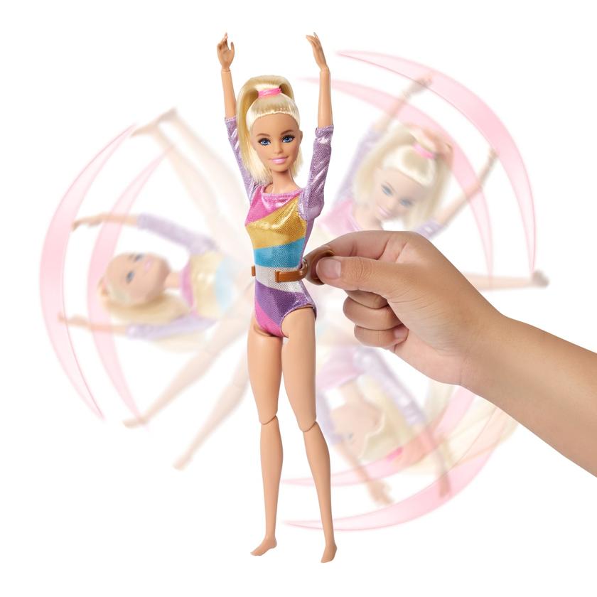 Barbie Coffret de Jeu Gymnaste, Poupée Mode, Blonde, 10Accessoires On Sale