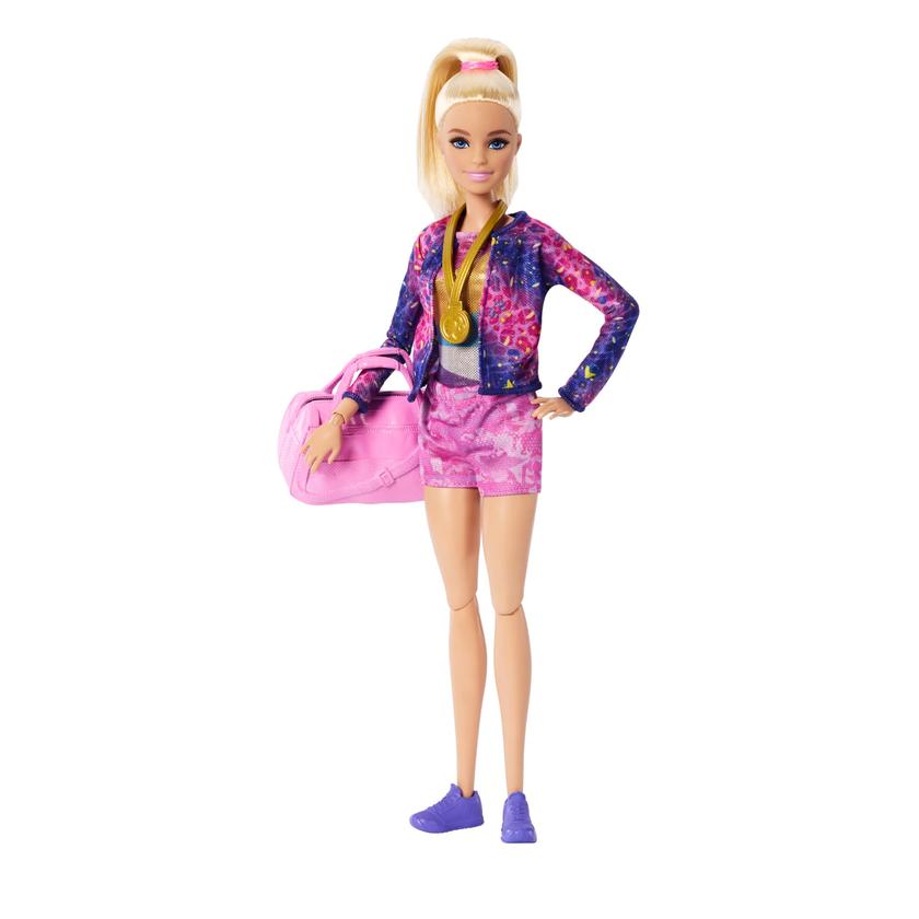 Barbie Coffret de Jeu Gymnaste, Poupée Mode, Blonde, 10Accessoires On Sale