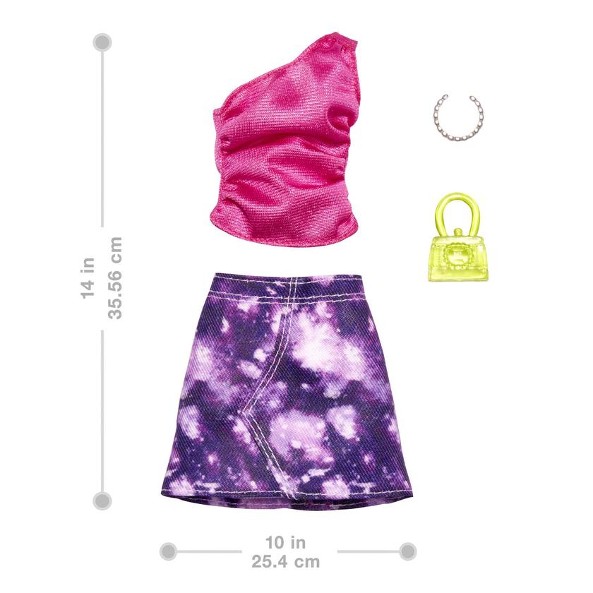 Barbie Coffret Tenue Haut Rose, Jupe Tie-Dye et Accessoires High Quality