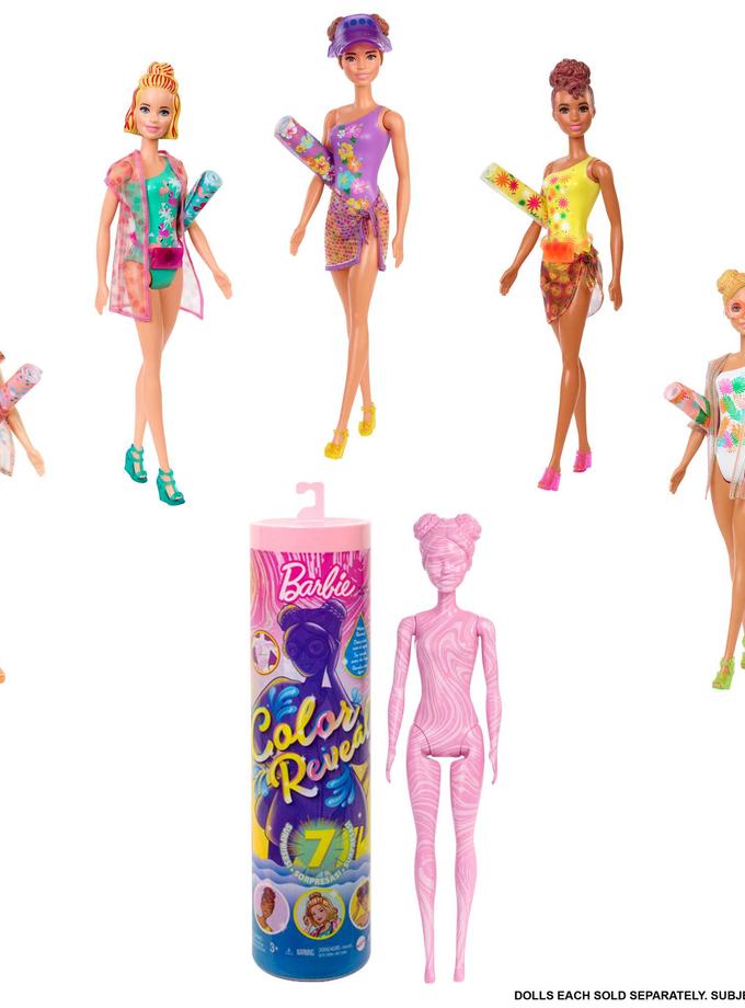 Barbie Color Reveal Doll With 7 Surprises, Sand & Sun Series, Marble Pink Color Same Day Delivery