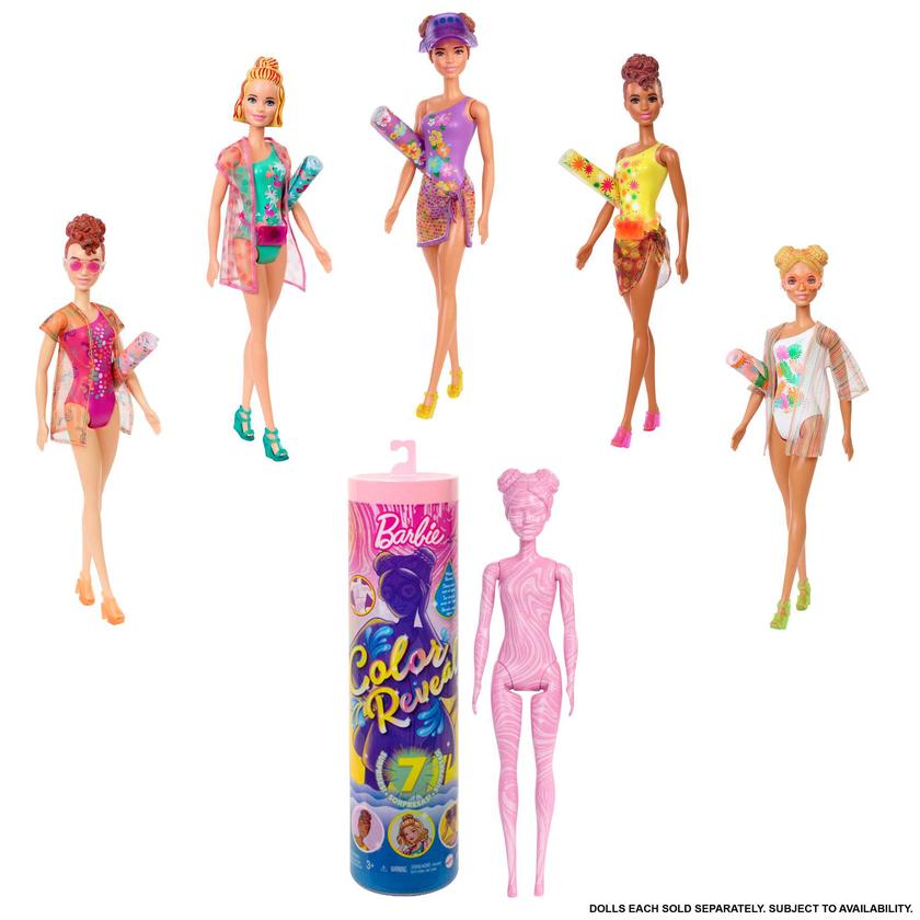 Barbie Color Reveal Doll With 7 Surprises, Sand & Sun Series, Marble Pink Color Same Day Delivery