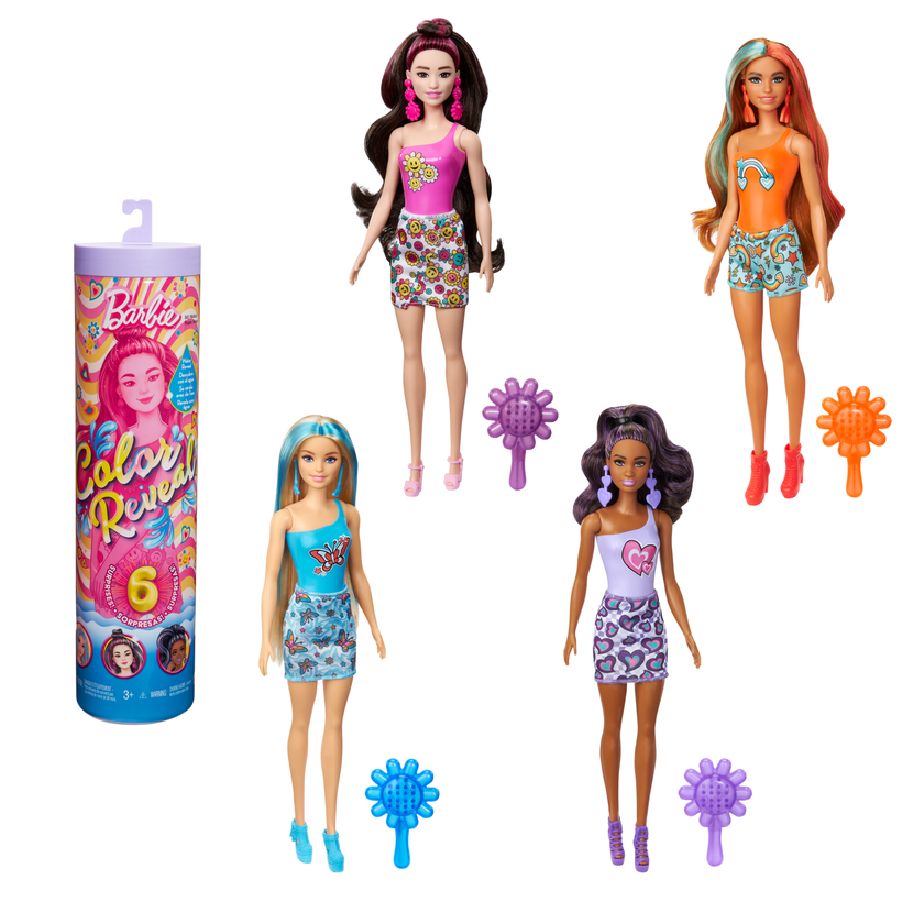 Barbie Color Reveal Groovy-Themed Series Doll & Accessories With 6 Surprises, Color-Change Bodice Best Price