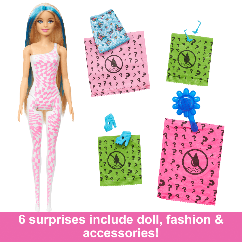 Barbie Color Reveal Groovy-Themed Series Doll & Accessories With 6 Surprises, Color-Change Bodice Best Price