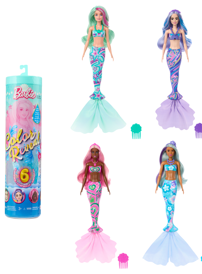 Barbie Color Reveal Mermaid Series Doll & Accessories With 6 Surprises, Color-Change Hair Best Price