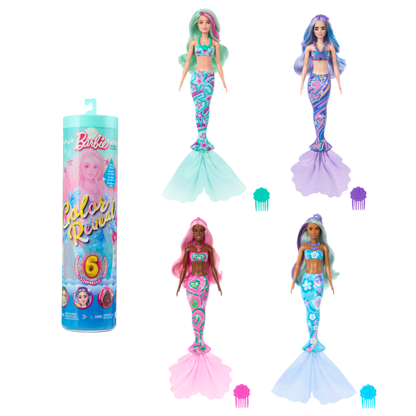 Barbie Color Reveal Mermaid Series Doll & Accessories With 6 Surprises, Color-Change Hair Best Price