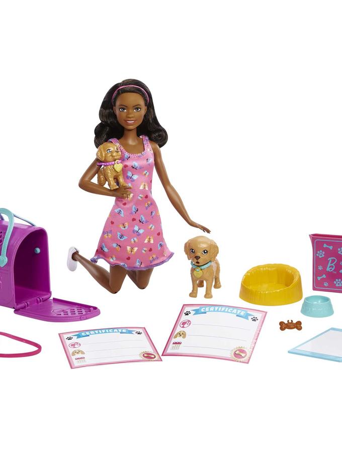 Barbie Conjunto de Brinquedo Adota um Cachorrinho Vestido Rosa Same Day Delivery