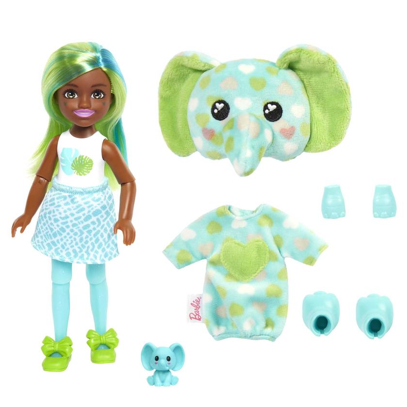 Barbie Cutie Reveal Chelsea Doll And Accessories, Jungle Series, Elephant-themed Small Doll Set High Quality