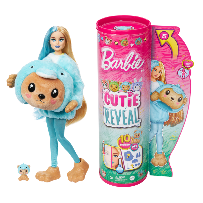 Barbie Cutie Reveal Costume-Themed Series Doll & Accessories With 10 Surprises, Teddy Bear As Dolphin Best Buy