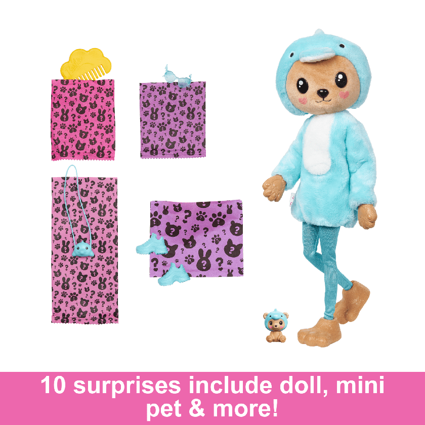 Barbie Cutie Reveal Costume-Themed Series Doll & Accessories With 10 Surprises, Teddy Bear As Dolphin Best Buy