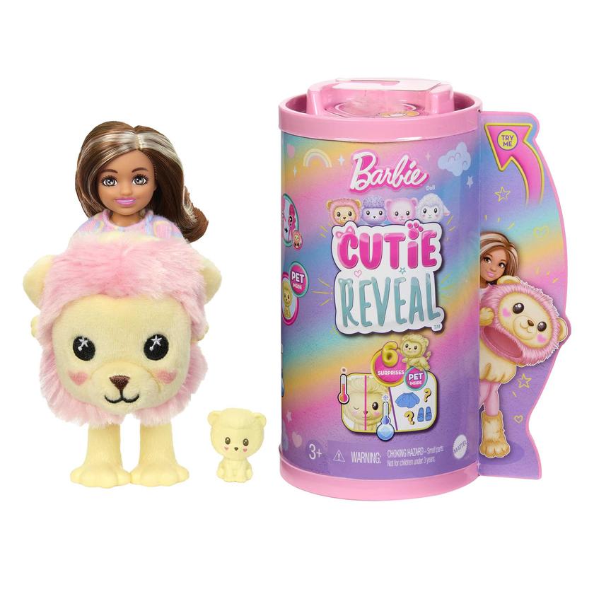 Barbie Cutie Reveal Cozy Cute Tees Series Chelsea Doll & Accessories, Plush Lion, Brunette Small Doll On Sale