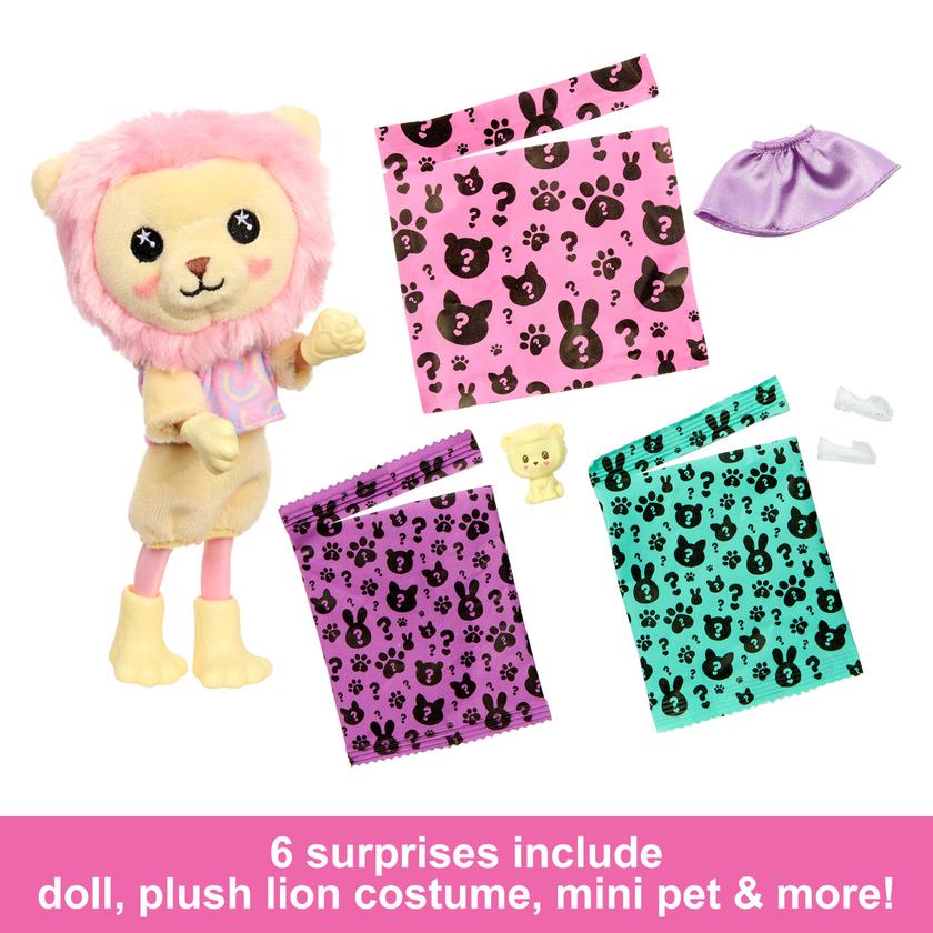 Barbie Cutie Reveal Cozy Cute Tees Series Chelsea Doll & Accessories, Plush Lion, Brunette Small Doll On Sale