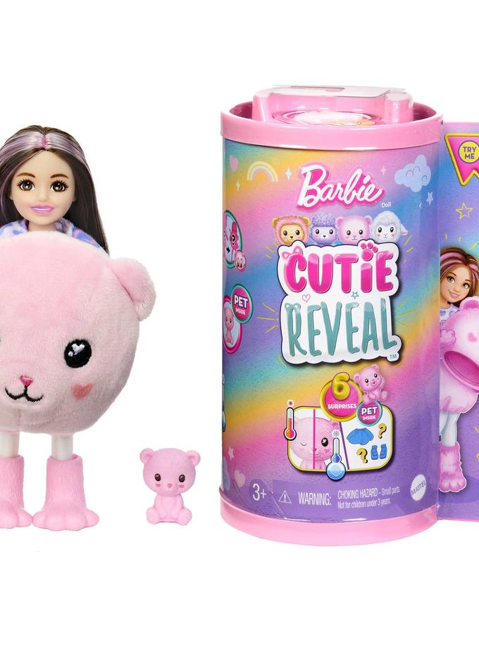 Barbie Cutie Reveal Cozy Cute Tees Series Chelsea Doll & Accessories, Plush Teddy Bear, Brunette Small Doll Best Seller