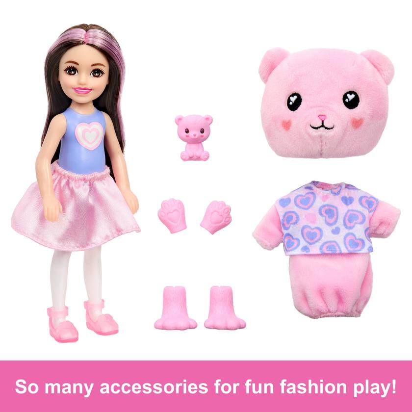 Barbie Cutie Reveal Cozy Cute Tees Series Chelsea Doll & Accessories, Plush Teddy Bear, Brunette Small Doll Best Seller