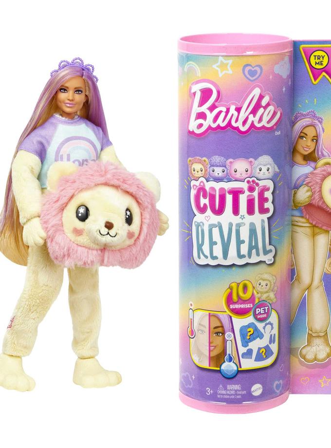 Barbie Cutie Reveal Doll & Accessories, Cozy Cute Tees Lion, “Hope” Tee, Purple-Streaked Blonde Hair, Brown Eyes Best Seller