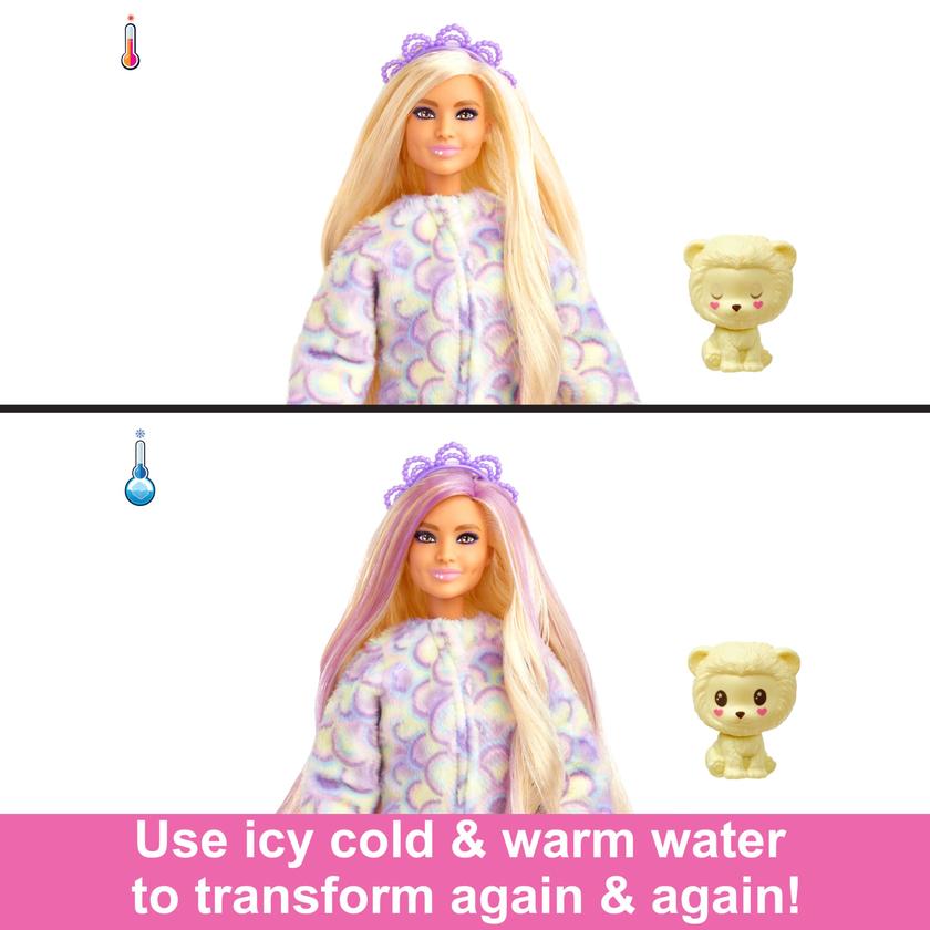 Barbie Cutie Reveal Doll & Accessories, Cozy Cute Tees Lion, “Hope” Tee, Purple-Streaked Blonde Hair, Brown Eyes Best Seller