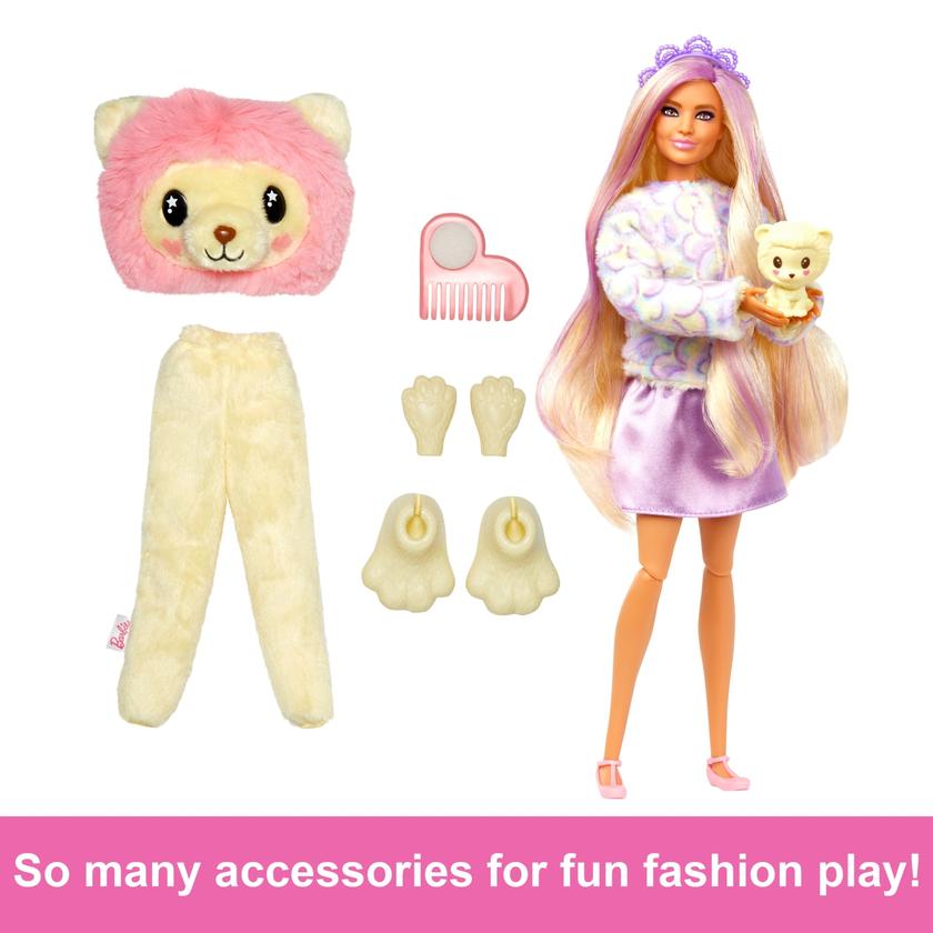 Barbie Cutie Reveal Doll & Accessories, Cozy Cute Tees Lion, “Hope” Tee, Purple-Streaked Blonde Hair, Brown Eyes Best Seller