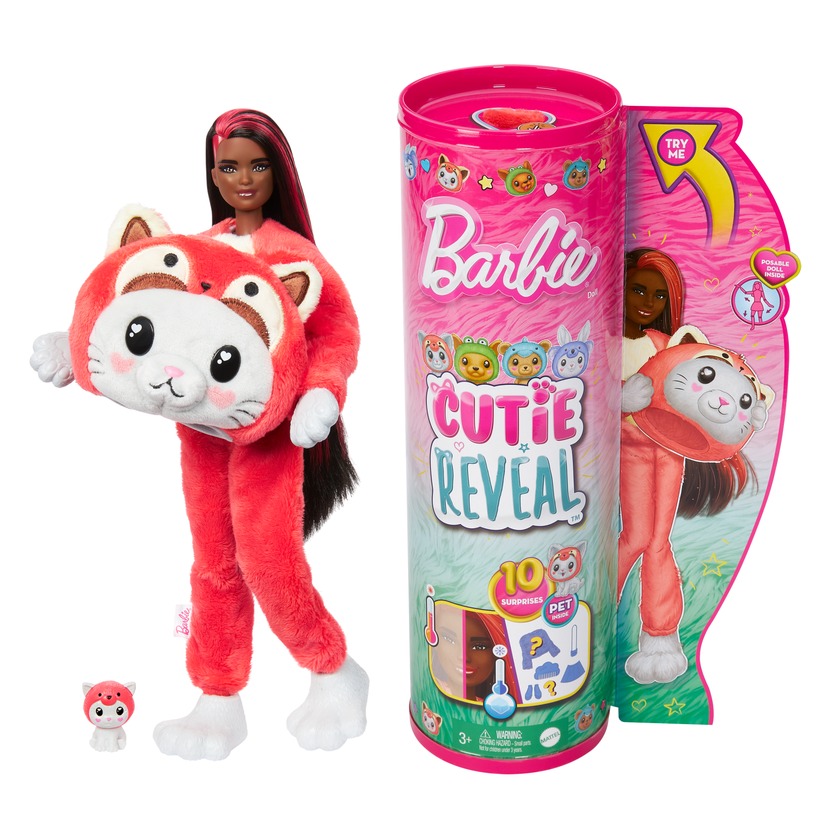 Barbie Cutie Reveal Muñeca Gatito disfrazado de Panda Rojo Best Price