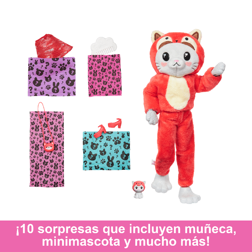 Barbie Cutie Reveal Muñeca Gatito disfrazado de Panda Rojo Best Price