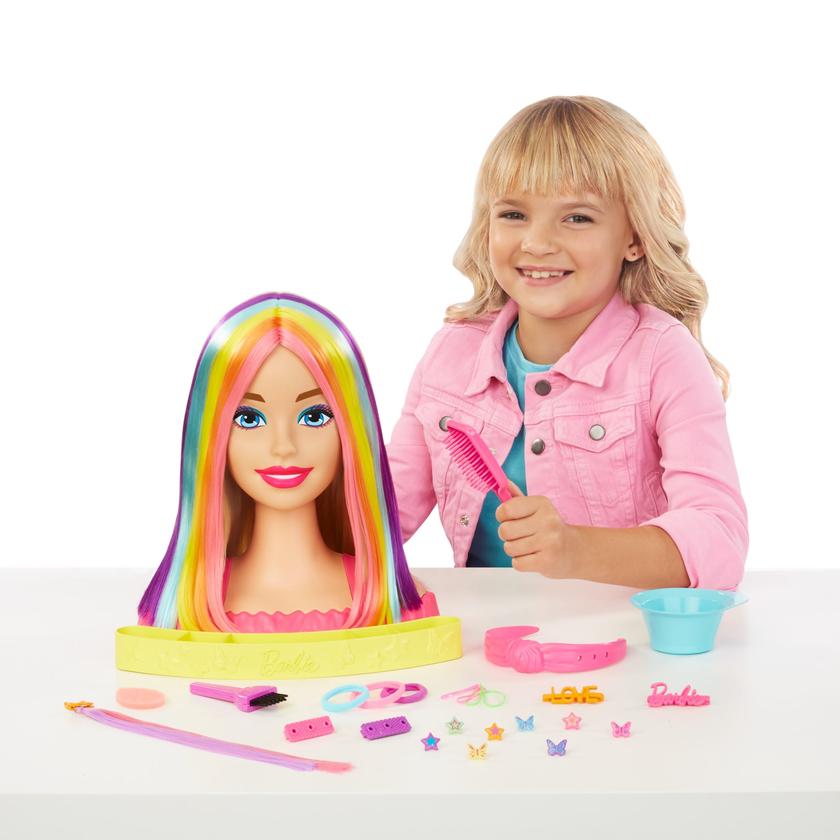 Barbie Deluxe Styling Head, Barbie Totally Hair, Blonde Rainbow Hair Best Buy