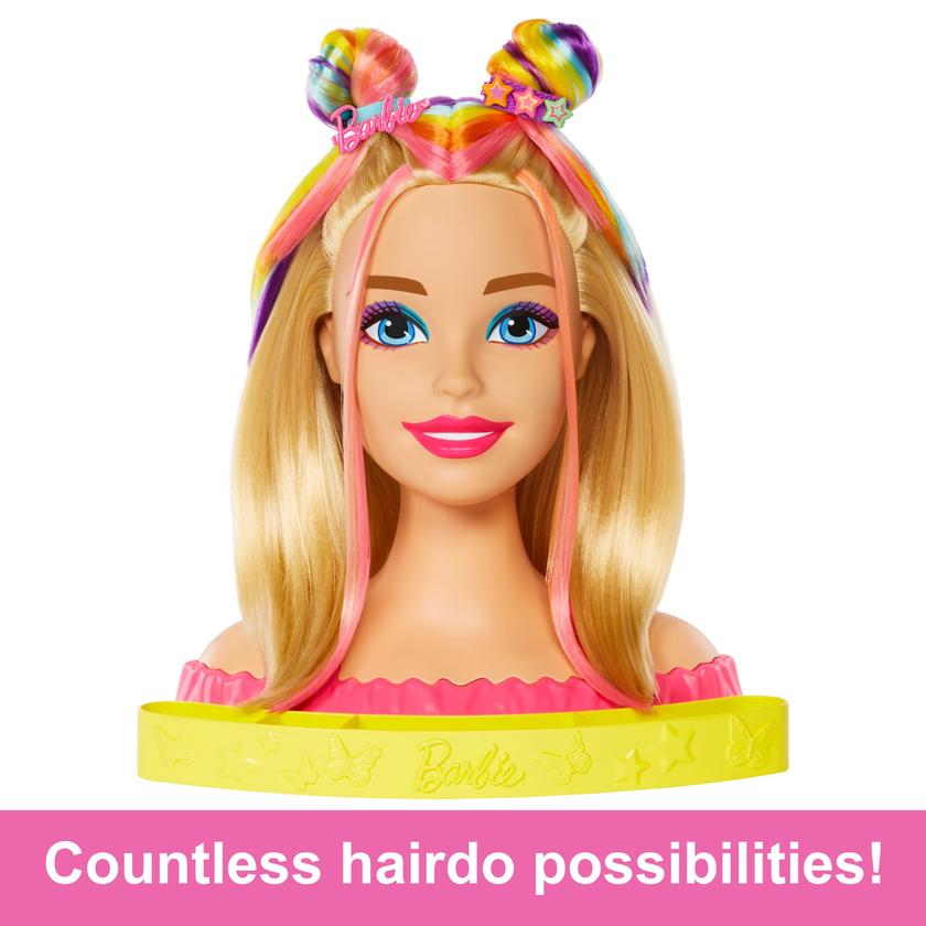 Barbie Deluxe Styling Head With Color Reveal Accessories And Blonde Neon Rainbow Hair High Quality