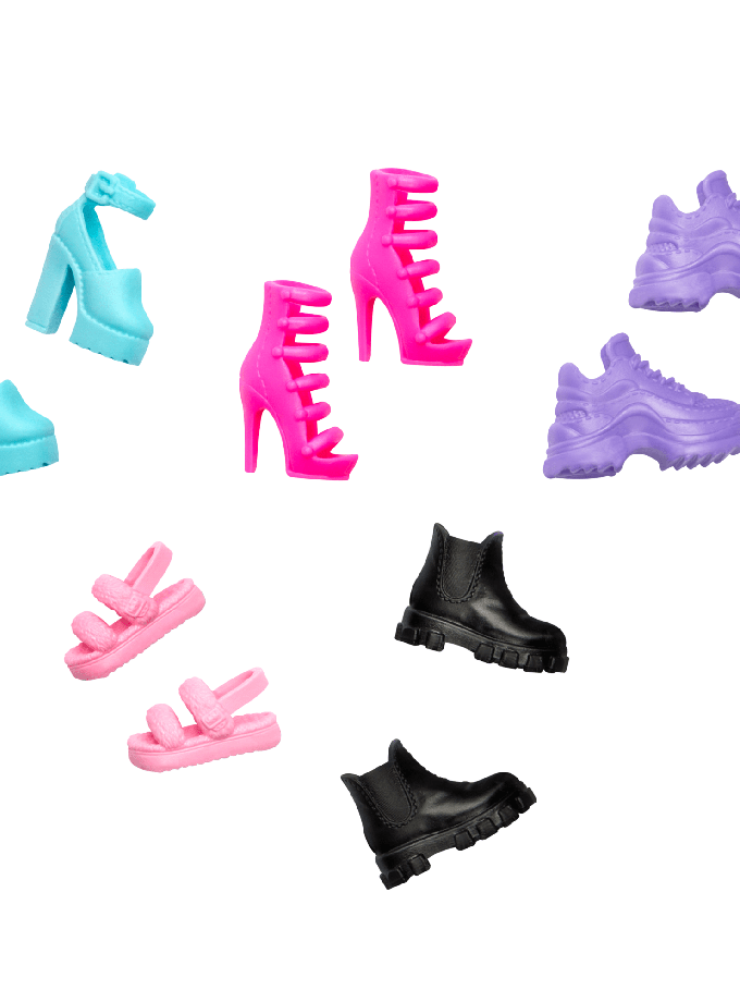 Barbie Doll Accessories, 5 Pairs Of Shoes Including Heels, Sneakers & Sandals On Sale