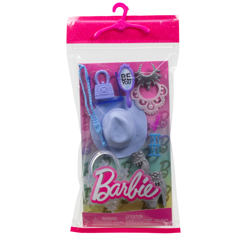 Barbie Doll Accessories With Icy Glam Theme Including Sparkly Snowflake Purse & Blue Hat Same Day Delivery