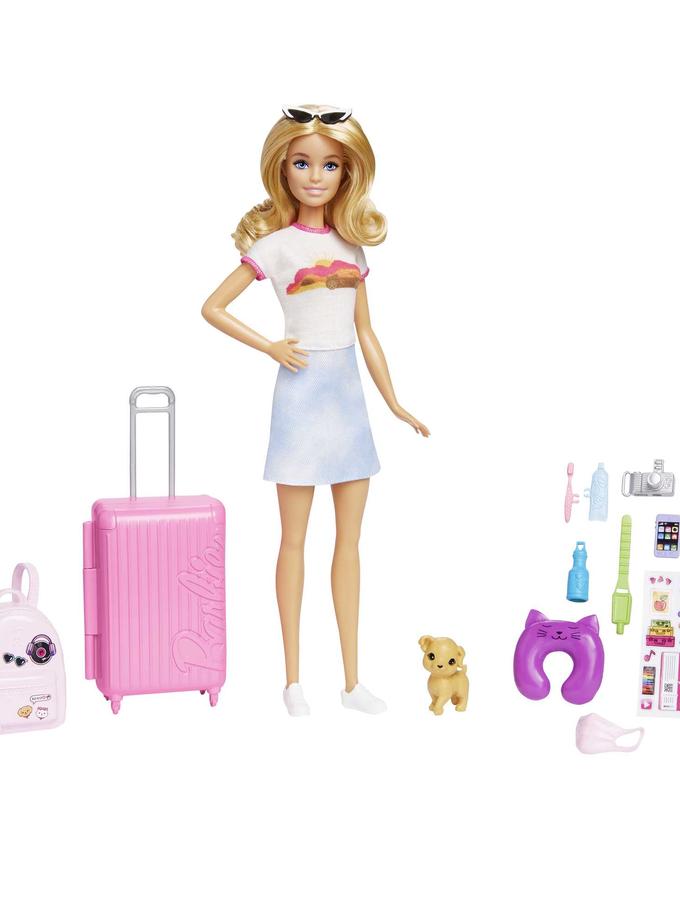 Barbie Doll And Accessories, 'Malibu' Travel Set With Puppy And 10+ Pieces Including Working Suitcase Best Price