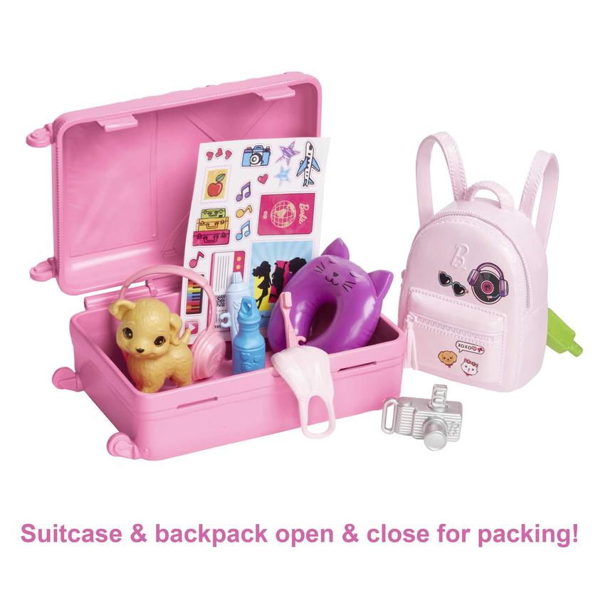 Barbie Doll And Accessories, 'Malibu' Travel Set With Puppy And 10+ Pieces Including Working Suitcase Best Price