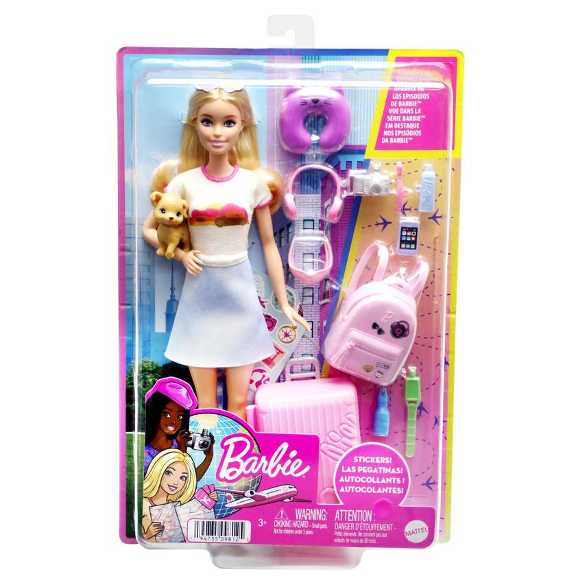 Barbie Doll And Accessories, 'Malibu' Travel Set With Puppy And 10+ Pieces Including Working Suitcase Best Price