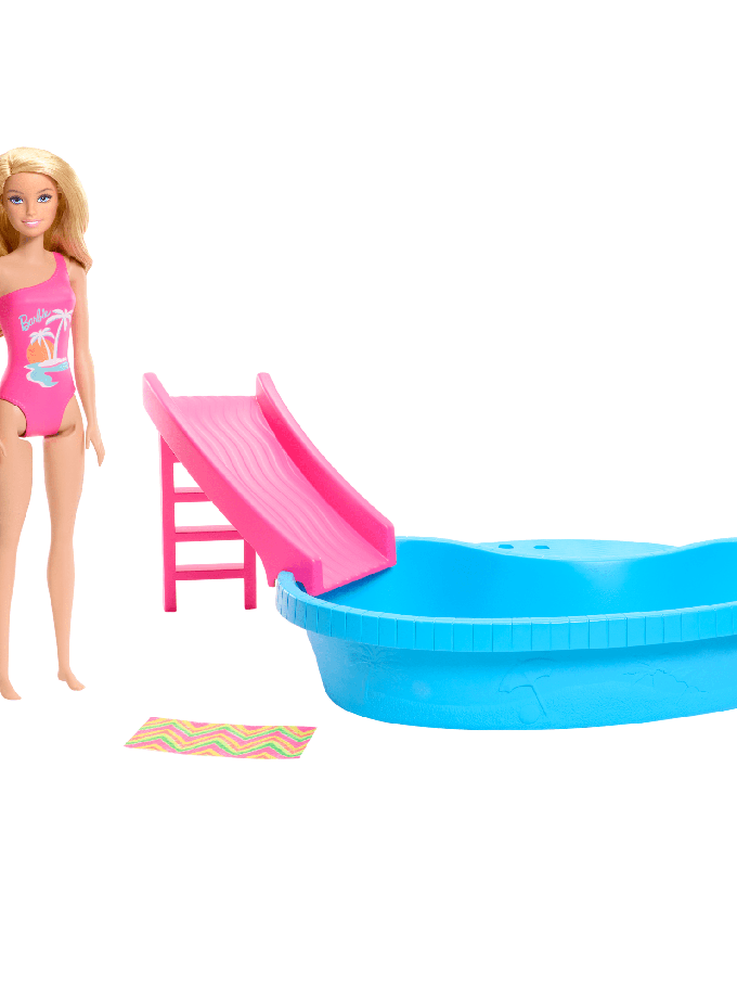 Barbie Doll And Pool Playset, Blonde With Pool, Slide, Towel And Drink Accessories Best Buy