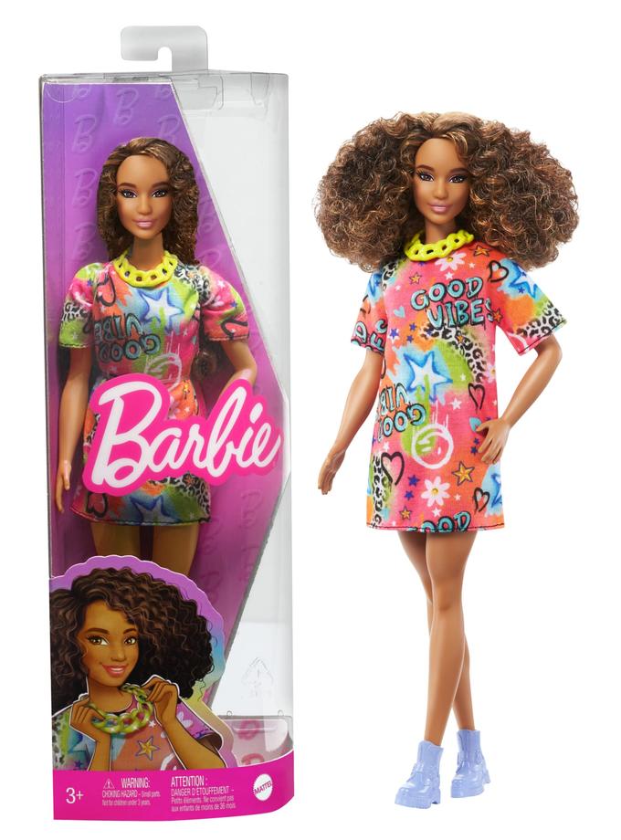 Barbie Doll, Brunette With Graffiti Dress, Barbie Fashionistas High Quality