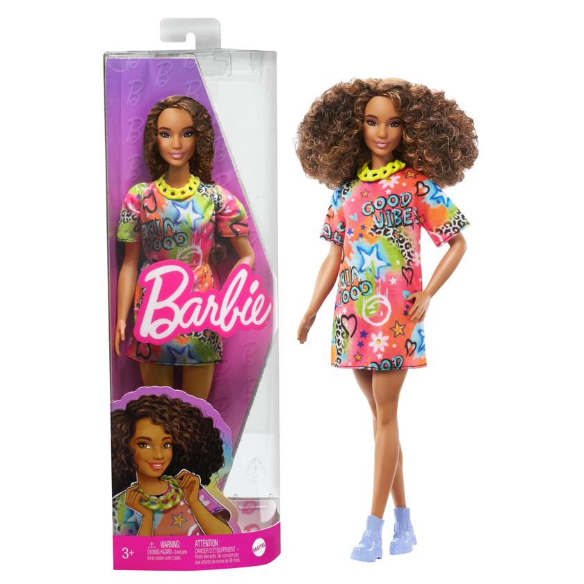 Barbie Doll, Brunette With Graffiti Dress, Barbie Fashionistas High Quality