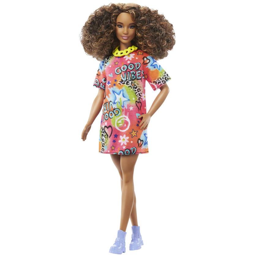 Barbie Doll, Brunette With Graffiti Dress, Barbie Fashionistas High Quality