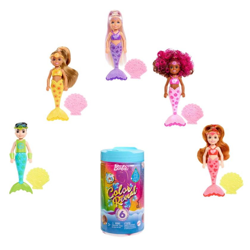 Barbie Doll, Color Reveal Chelsea Doll Rainbow Mermaid Series With 6 Surprises On Sale