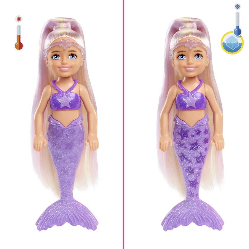 Barbie Doll, Color Reveal Chelsea Doll Rainbow Mermaid Series With 6 Surprises On Sale