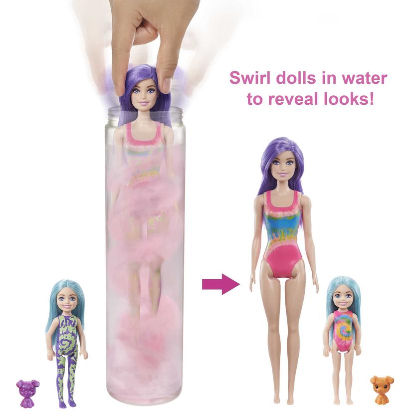 Barbie Doll Color Reveal Gift Set, Tie-Dye Fashion Maker With 2 Barbie Dolls Free shipping