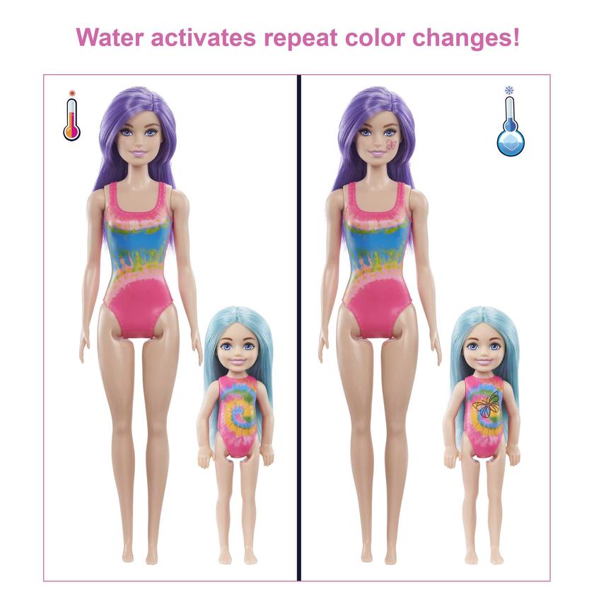 Barbie Doll Color Reveal Gift Set, Tie-Dye Fashion Maker With 2 Barbie Dolls Free shipping