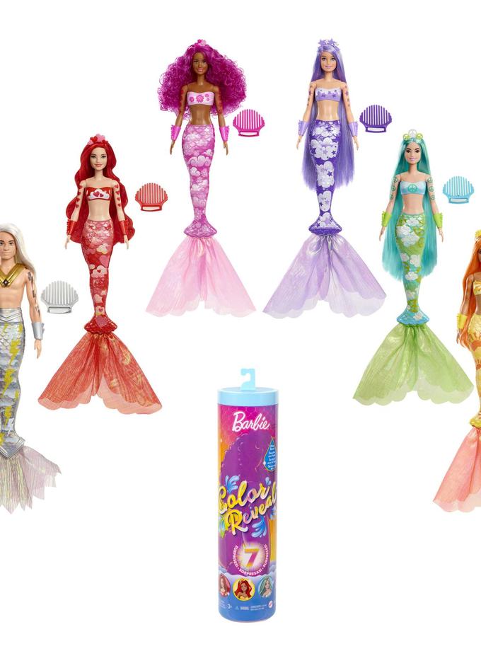 Barbie Doll, Color Reveal Rainbow Mermaid Series With Fin, Cuffs And Crown Best Price